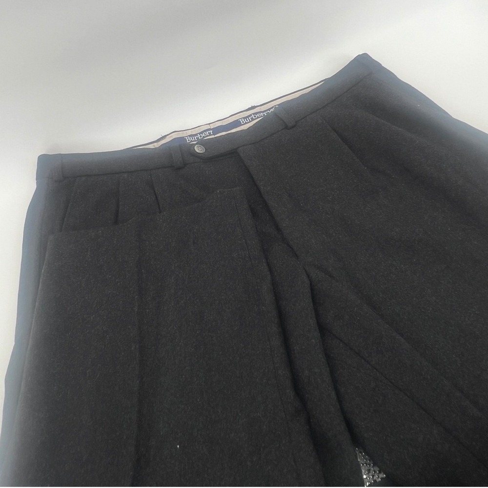 Burberrys Dress Pants Mens 40 Charcoal Grey Wool Pleated Loden-Frey Trousers